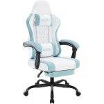 Woltu - chaise gaming massante fauteuil gamer, avec coussin  ressorts, soutien lombaire massant, appui ...