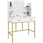 Woltu - coiffeuse avec miroir et led table de maquillage en bois et mtal, style moderne, 90x45x136cm, ...