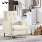 Woltu - fauteuil salon fauteuil relax, fauteuil scandinave en lin, avec accoudoirs et dossier haut, pieds ...