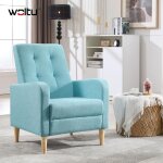 Woltu - fauteuil salon fauteuil relax, fauteuil scandinave en lin, avec accoudoirs et dossier haut, pieds ...