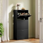 Meuble  chaussures woltu pour 14 - 18 paires, 58x23x118cm, armoire  chaussures troite avec 3 abattants, ...