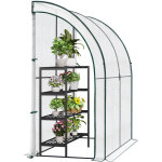 Woltu - serre de jardin avec bche pe renforce impermable, serre d'hivernage murale adosse, 200x100x210cm, ...