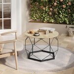 Woltu - table basse petite table pour salon, en métal, chêne clair + noir Woltu - table basse petite table pour salon, en métal, chêne clair + noir
