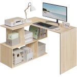 Woltu - table d'ordinateur 120x100cm, bureau d'angle avec rangement, bureau en l, ch�ne clair