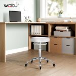 Woltu - tabouret bureau tabouret roulettes en pu, roulettes en caoutchouc, hauteur rglable, blanc