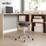 Woltu - tabouret bureau tabouret roulettes en pu, roulettes en caoutchouc, hauteur r�glable, noir