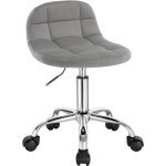 Woltu - tabouret de bureau tabouret en velours avec dossier, chaise pivotante  roulettes, rglable en ...