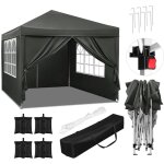 Tonnelle de jardin 3x3m avec 4 sacs de sable woltu tente pliante auvent pliable, hauteur rglable, impermable ...