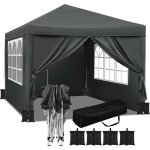 Tonnelle de jardin 3x3m avec 4 sacs de sable woltu tente pliante auvent pliable, hauteur rglable, impermable ...