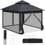 Woltu - tonnelle de jardin extrieur tonnelle pliante 3x3m, avec moustiquaire amovible, rsistant aux ...