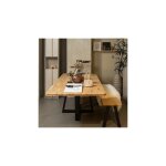 M&s - table à manger 240x100x77 cm en chêne naturel et piétement métal M&s - table à manger 240x100x77 cm en chêne naturel et piétement métal