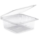 D - work 60 barquettes alimentaires carr�es 1500 ml avec couvercle attenant ? pet transparent recyclable ...
