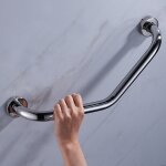Barre d'appui de douche 45cm poignee de salle de bain inoxydable argent pour personnes �g�es / enceinte ...