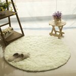 Wottes - tapis chambre rond moderne tapis salon shaggy poils longs tapis anti slip salon blanc �120cm ...
