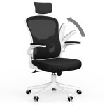 Wowttrelax - chaise de bureau ergonomique avec accoudoirs rabattables � 90�, support lombaire, appuie ...