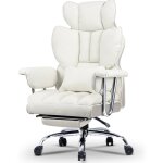 Fauteuil bureau 150 kg avec repose pied - wowttrelax - chaise de bureau assise haute - blanc
