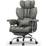 Wowttrelax - fauteuil bureau 150 kg avec repose pied chaise de bureau assise haute - gris