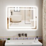Wowttrelax - miroir lumineux anti bu�e - miroir 50x70 cm - miroir cosm�tiques mural lumi�re illumination ...
