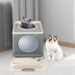 Hofuton bac litiere pour chat ferme, maison de toilette pour chat avec plateau amovible, pelle  litire, ...