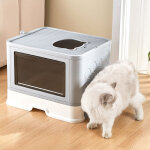 Hofuton bac litire chat - maison de toilette chat pliable - 48. 536. 538cm - gris