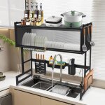 Hofuton gouttoir  vaisselle au - dessus de l'vier - 2 tages en acier inoxydable - avec porte - couteau, ...