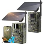 Xega - lot de 2 camra de chasse 4g solaire 2k avec carte sim, dtection pir, batterie autonome, gps ...