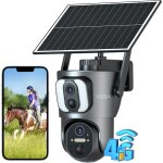Xega cam�ra de surveillance 4g lte solaire 2 objectif 2k hd, d�tection humaine, vision nocturne, rotation ...