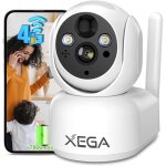 Xega - cam�ra de surveillance int�rieure 4g 2k avec carte sim, batterie rechargeable, rotation 355�, ...