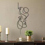 Xinuy - nordique visage art silhouette mtal vritable amour mur art dcoration, 3010cm, noir