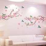 - xl stickers muraux fleurs de p�cher & oiseaux (250x150 cm) i autocollant mural roses cerisier arbre ...
