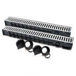 Wiltec - 2x caniveau ? 1000 x 140 x 115 mm ? capacité de charge 1, 5 t ? avec grille de recouvrement ... Wiltec - 2x caniveau ? 1000 x 140 x 115 mm ? capacité de charge 1, 5 t ? avec grille de recouvrement ...
