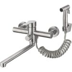 Xvx robinet de cuisine mural en nickel bross� avec douchette lat�rale - mitigeur d'�vier utilitaire de ...