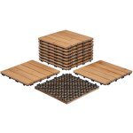 Yaheetech lot de 11 dalles de terrasse clipsable 30 cm � 30 cm, dalles de jardin en bois de sapin convient ...