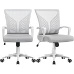 Yaheetech - lot de 2 chaises de bureau en maille mesh fauteuils de bureau ergonomiques avec support lombaire ...