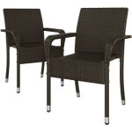 Yaheetech lot de 2 fauteuils de jardin en rotin synth�tique chaises empilables d'ext�rieur avec accoudoirs ...