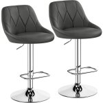 Lot de 2 tabourets de bar en similicuir hauteur r�glable de 86 cm � 107, 5 cm chaises de bar assise pivotante ...
