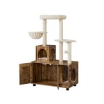 Yaheetech - arbre  chat avec litire maison pour chat table d'appoint avec niche panier plateforme cachettes ...