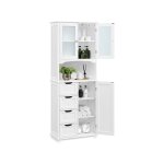 Yaheetech armoire salle de bain rangement haute, colonne rangement, avec 4 tiroirs, placard avec 2 porte ... Yaheetech armoire salle de bain rangement haute, colonne rangement, avec 4 tiroirs, placard avec 2 porte ...