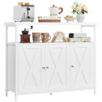 Yaheetech buffet de cuisine en bois bahut avec 3 portes �tag�res r�glables compartiment ouvert meuble ...