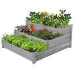 Yaheetech carr� � plantes en bois carr� potager au sol lit de plantation jardini�re � 3 etages en bois ...