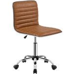 Yaheetech - chaise bureau blanche sans accoudoir hauteur rglable  dossier confortable 120 kg pour chambre ...
