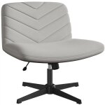 Yaheetech - chaise de bureau ergonomique sans accoudoirs fauteuil pivotant avec large assise sans roulettes ...