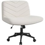 Yaheetech - chaise de bureau sans accoudoirs fauteuil de bureau en tissu lin avec large assise  roulettes ...