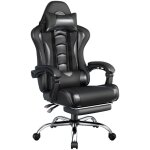 Yaheetech chaise gaming massante ergonomique fauteuil gamer dossier et appui - t�te hauteur r�glable ...