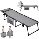 Yaheetech chaise longue bain de soleil transat jardin exterieur avec poche lat�rale en polyester 600d ...