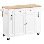Desserte de cuisine sur roulettes avec 2 tiroirs 2 rangements coulissants latéraux Îlot central en bois ... Desserte de cuisine sur roulettes avec 2 tiroirs 2 rangements coulissants latéraux Îlot central en bois ...