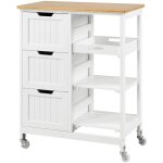Yaheetech desserte  roulettes avec 3 tiroirs tagres plan de travail lot central en bois moderne desserte ...