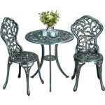 Yaheetech ensemble de bistrot en m�tal 3 pi�ces set bistrot design vintage feuillage table de jardin ...