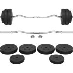 Yaheetech - ensemble d'halt�re de 30 kg kit barre de musculation exercices de fitness entra�nement � ...