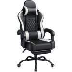 Yaheetech fauteuil gaming pivotant ergonomique, chaise d'ordinateur inclinable avec coussin lombaire, ...